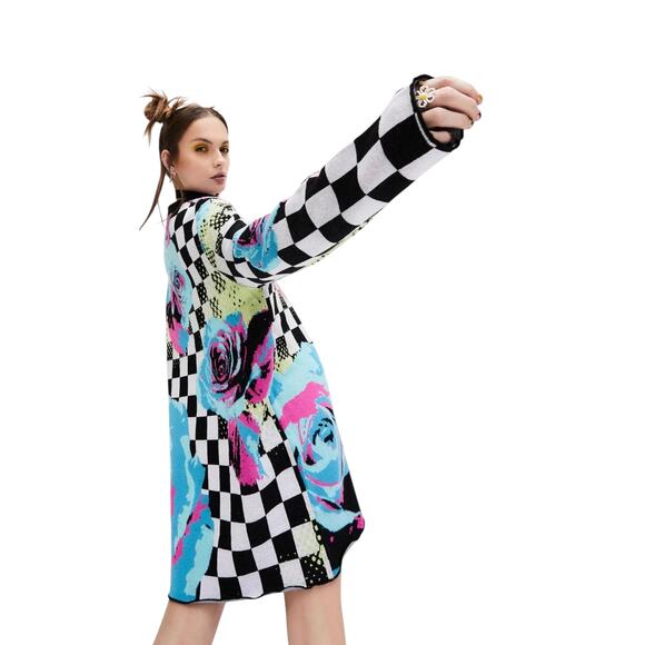 Delia's by Dolls Kill Dream Drifting Checkered Sweater Sz M - Picture 4 of 7